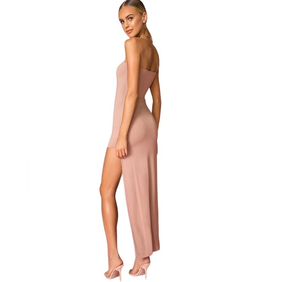 Superdown Toni Strapless Slit Maxi Gown Mocha - Picture 3 of 6